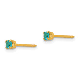 14K Gold December Birthstone Stud Earrings with Crystal  Elegant 3mm Design